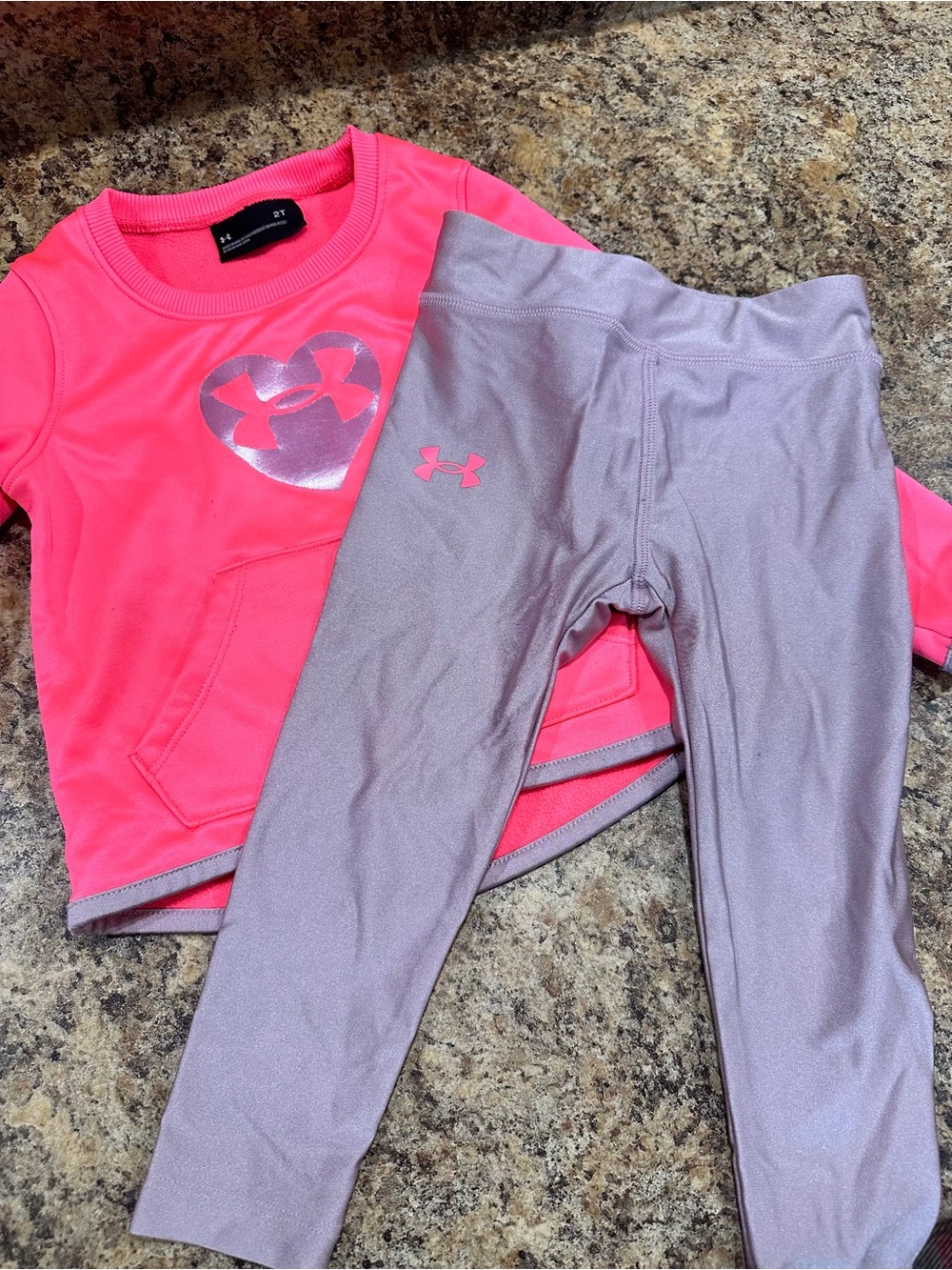 Under Armour Hot Pink Heart Sweatshirt with Lavender Leggings